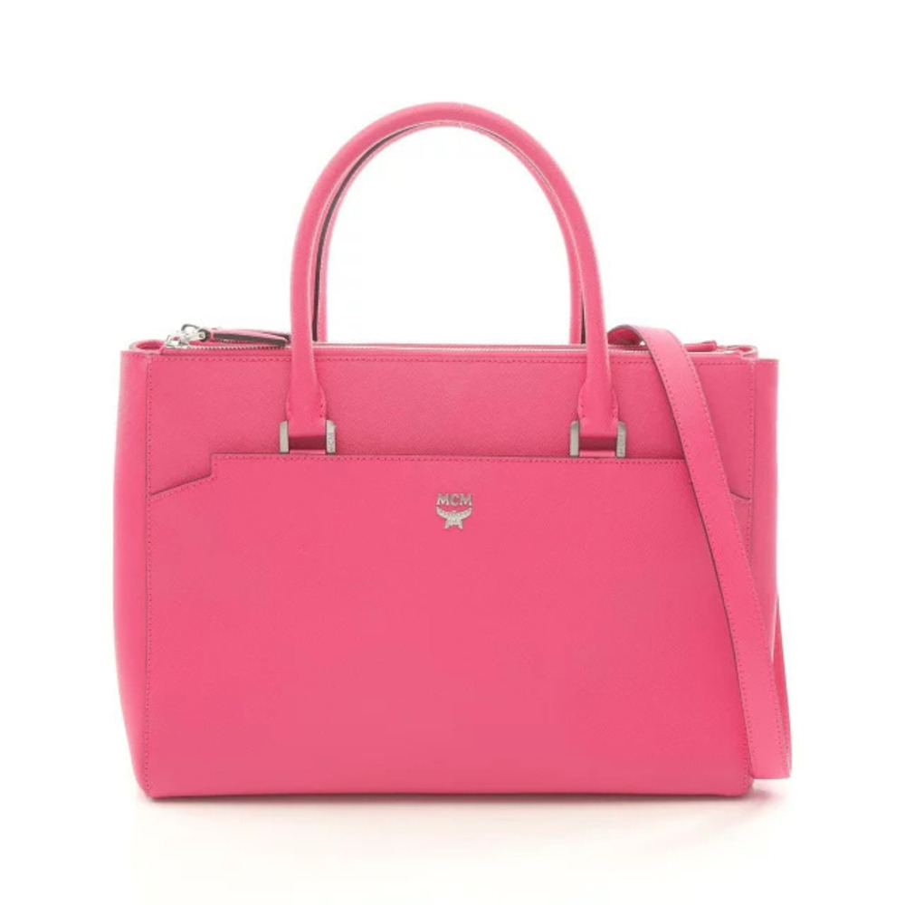 MCM Tote Bag Leather Pink